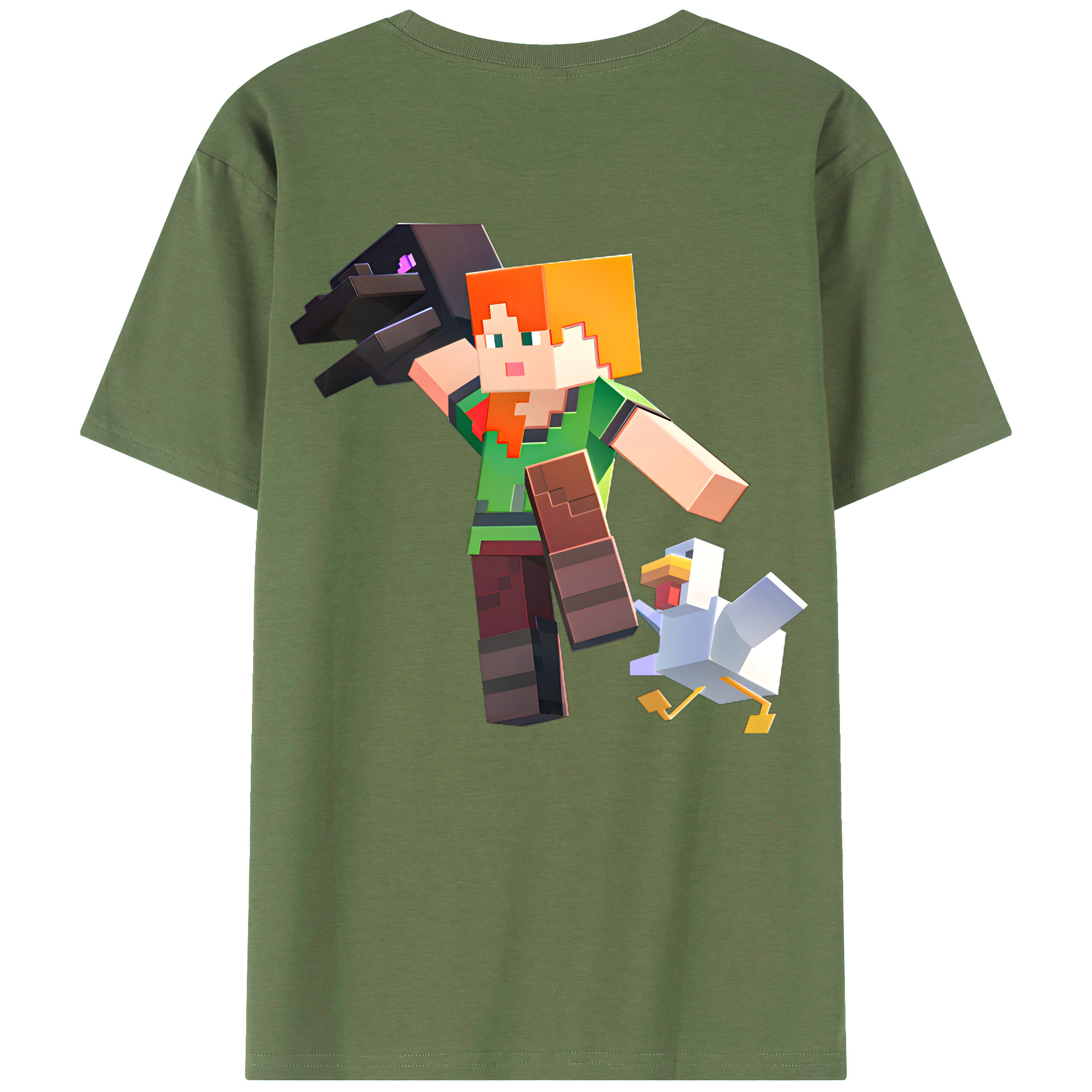 （画像用） マインクラフト ブロックの世界 Minecraft MC Block world 綿100％ メンズ半袖Tシャツ（バックプリント） 通気性